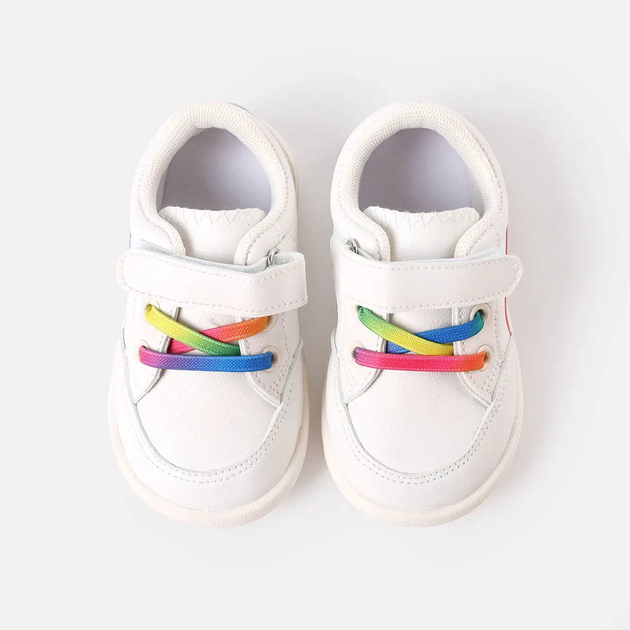 حذاء رياضي خفيف الوزن للأطفال الصغار / الأطفال بألوان قوس قزح (التدرج اللوني لرباط الحذاء عشوائي) أبيض big image 1
