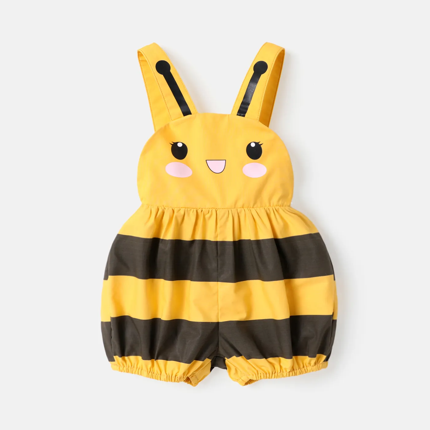 Baby Girl 100% Cotton Bee Design Overalls Shorts TenderYellow big image 1