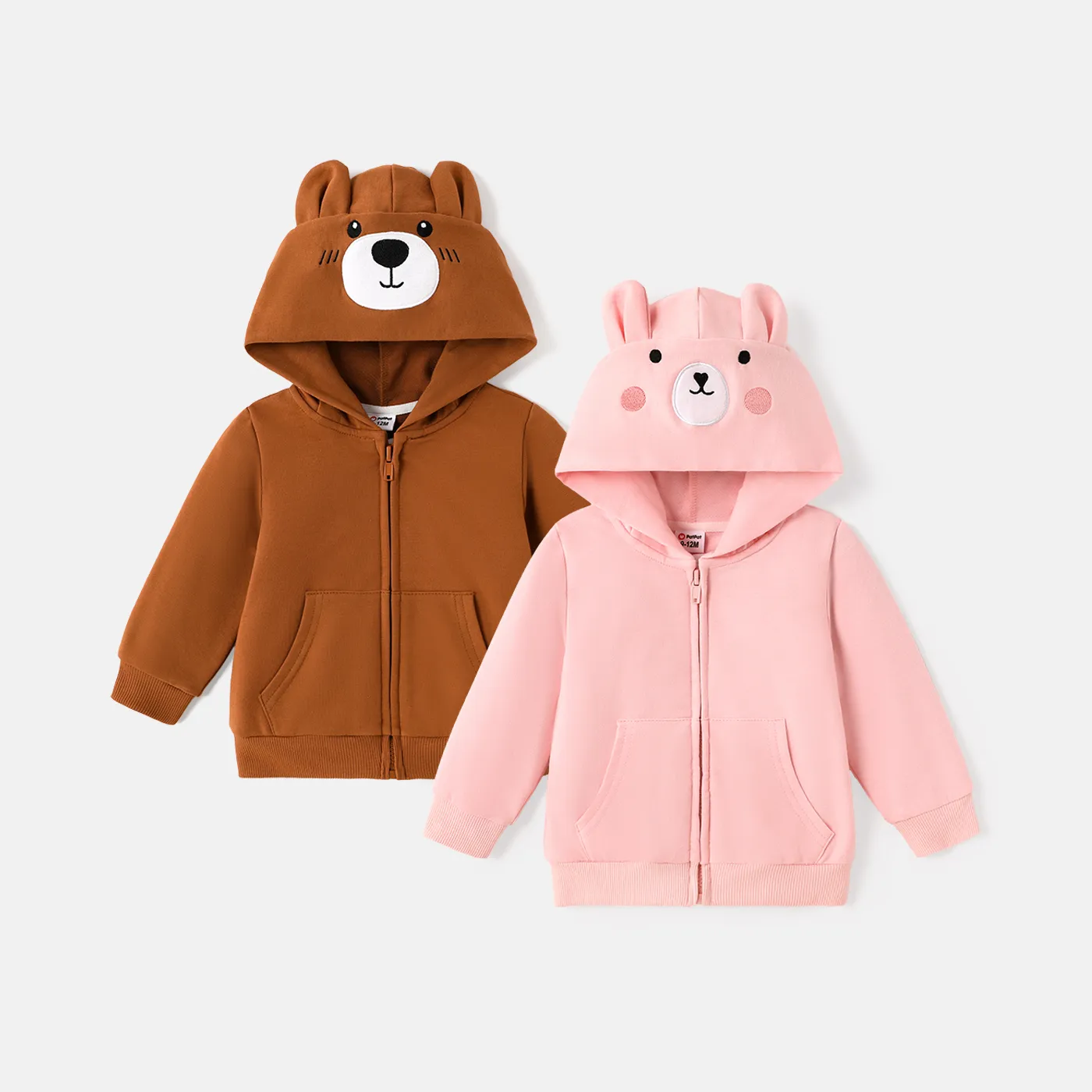 Baby Girl/Boy Bear Embroidered Ear Design Hooded Jacket  image 2