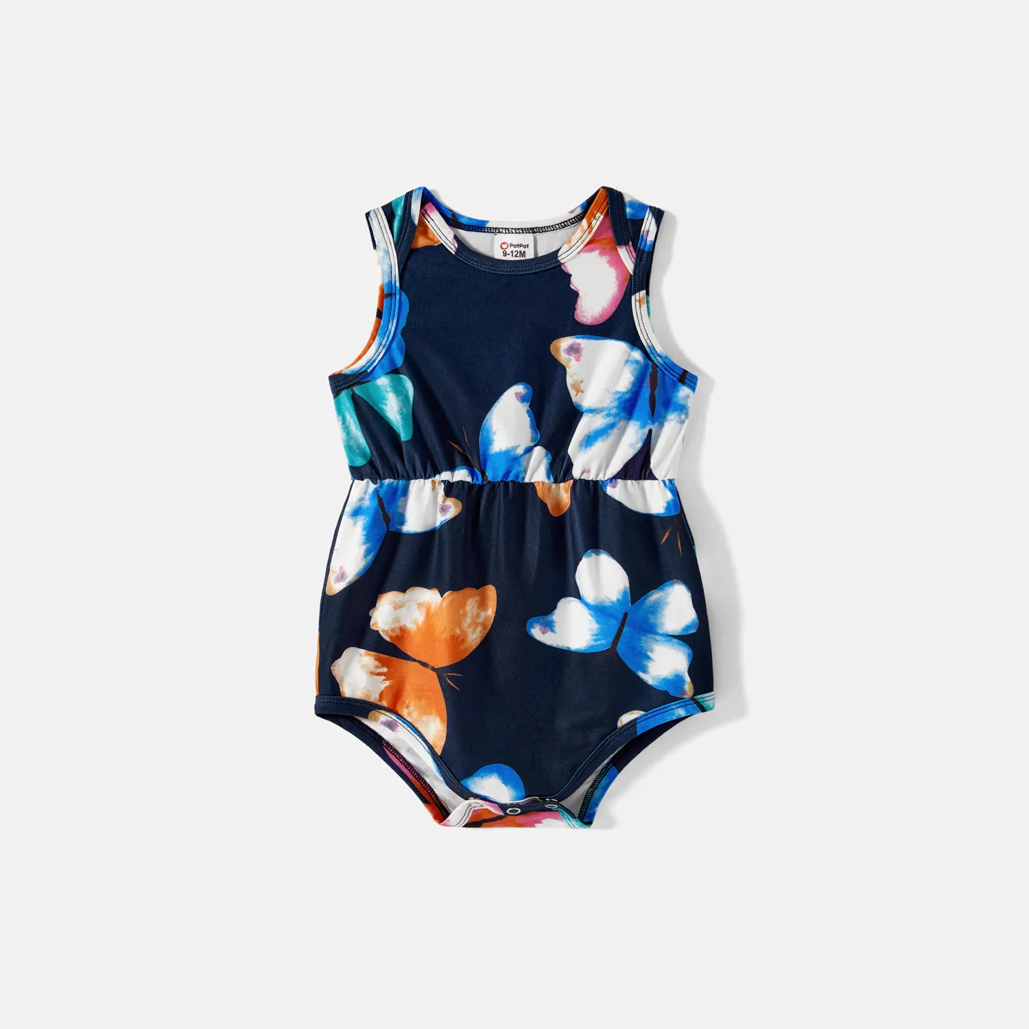 Mommy and Me Allover Colorful Butterfly Print One Shoulder Sleeveless Belted Dresses  image 1