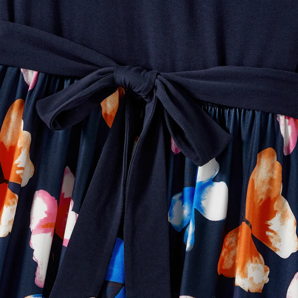 Mommy and Me Allover Colorful Butterfly Print One Shoulder Sleeveless Belted Dresses big image 11