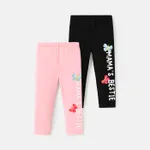 Baby Girl Cotton Letter Butterfly Print Elasticized Leggings Pink image 6
