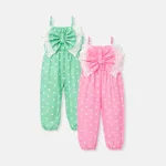 Toddler Girl Polka dots Bowknot Design Slip Jumpsuits  image 6