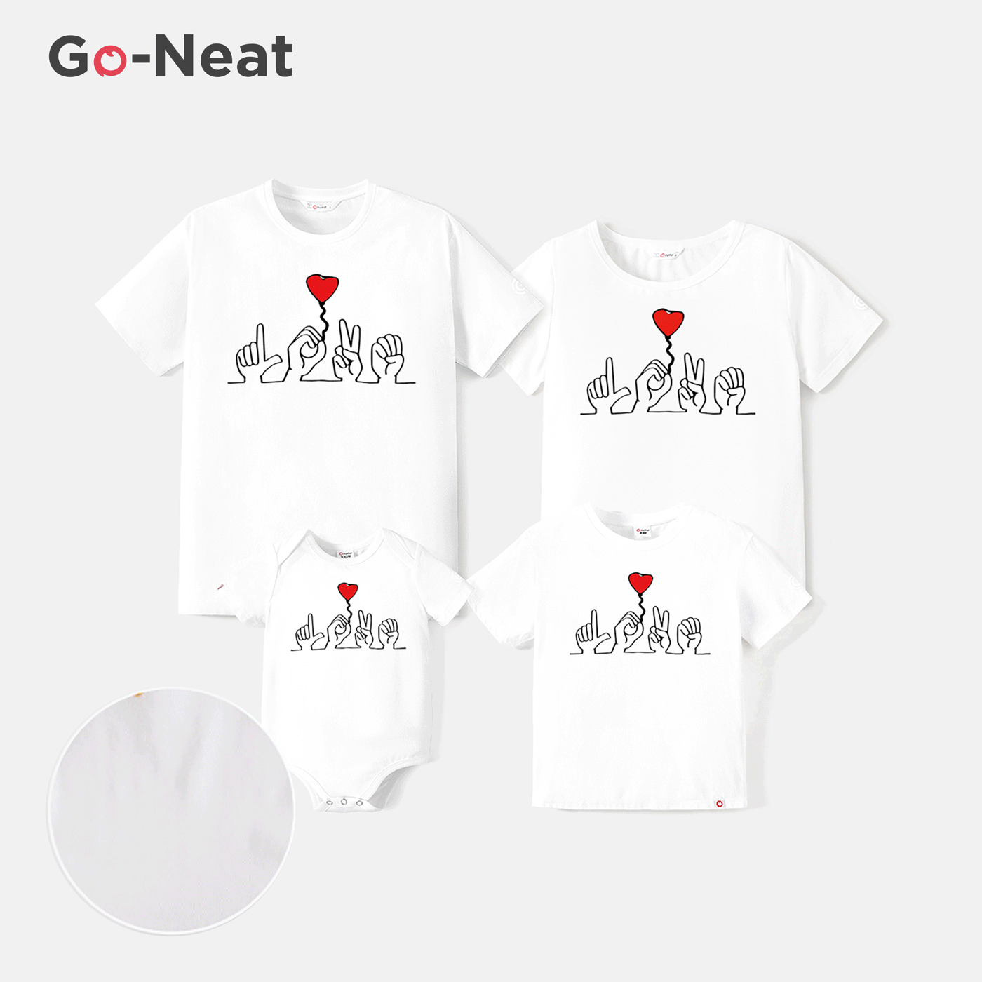 Go-Neat Water Repellent and Stain Resistant Family Matching Gesture & Heart Print Short-sleeve Tee