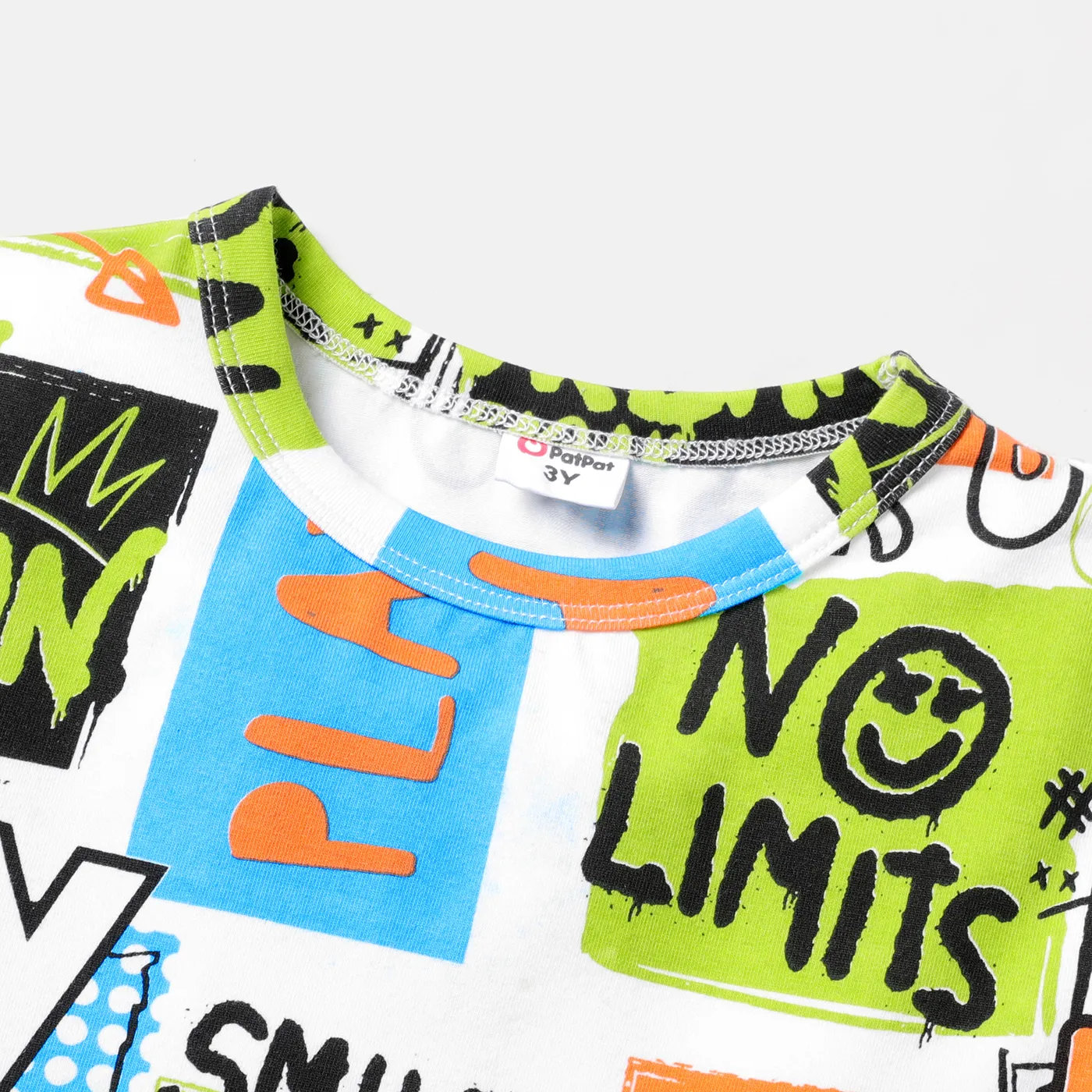2pcs Toddler Boy Graffiti Print Short-sleeve Tee and Ripped Denim Shorts Set  image 3