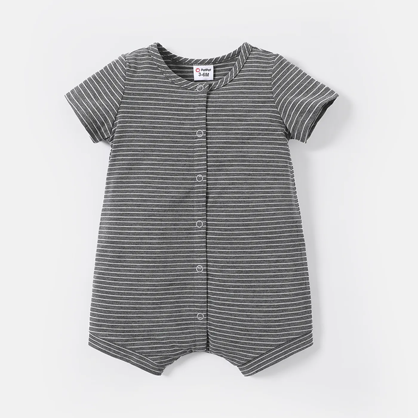 Naia™ Baby Boy/Girl Grey Striped or Allover Bear Print Short-sleeve Romper ARTICLEGRAY