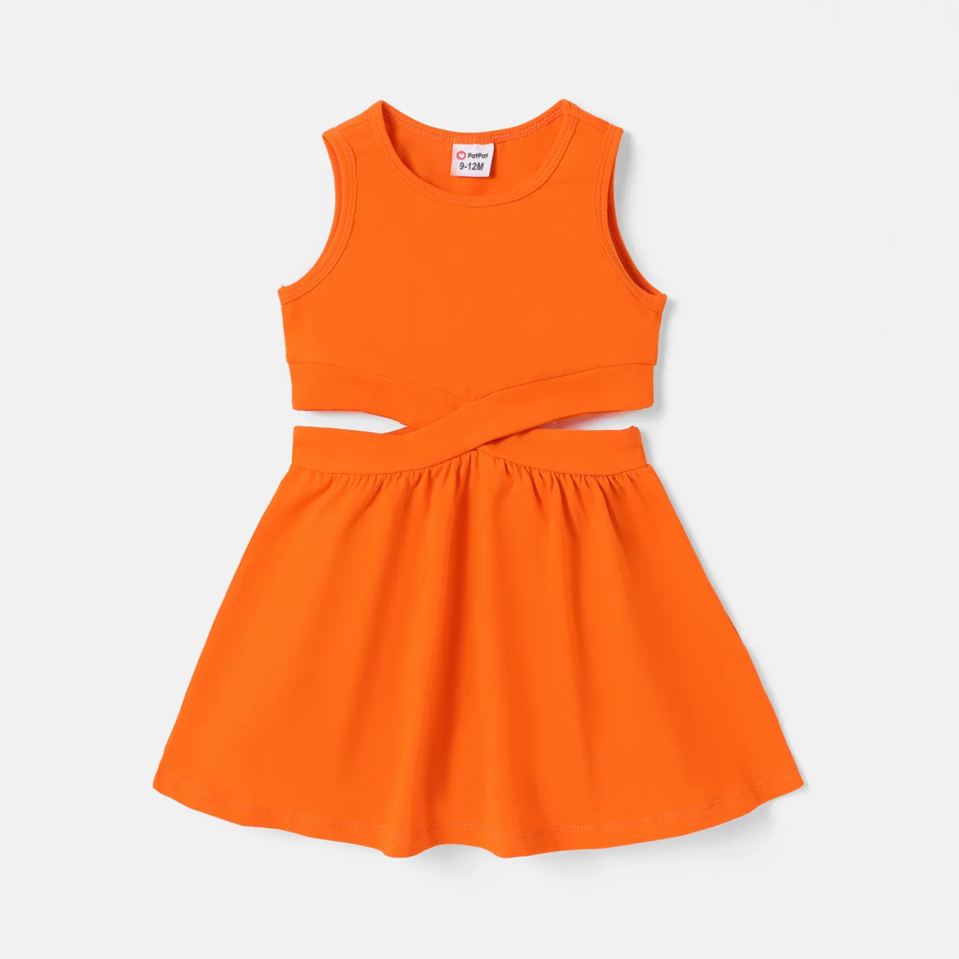 Baby Girl Solid Cotton Sleeveless Cut Out Dress  big image 1