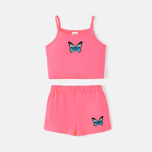 2 unidades Niño pequeño Chica Camiseta sin mangas A la moda Mariposa conjuntos de chaleco