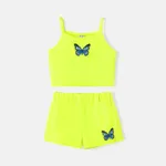 Toddler Girl 2pcs Butterfly Print Camisole and Shorts Set Green