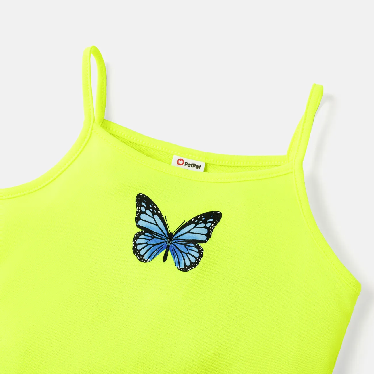 2 unidades Niño pequeño Chica Camiseta sin mangas A la moda Mariposa conjuntos de chaleco Verde big image 1