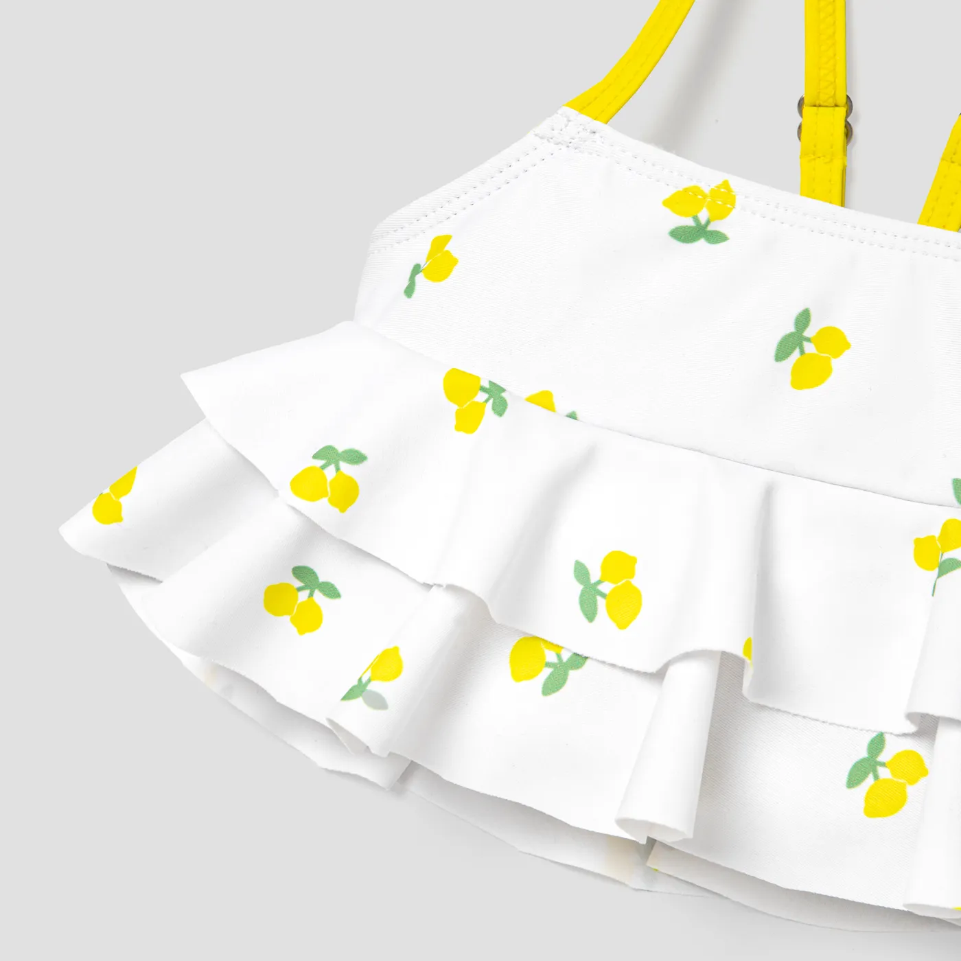2pcs Baby Girl Allover Floral Print Layered Ruffled Strappy Two-piece Swimsuit ORIGINALWHITE image 5
