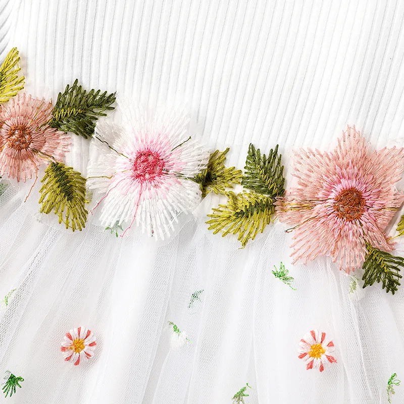Bebé Renda Bonito Manga comprida Vestidos Branco image 4