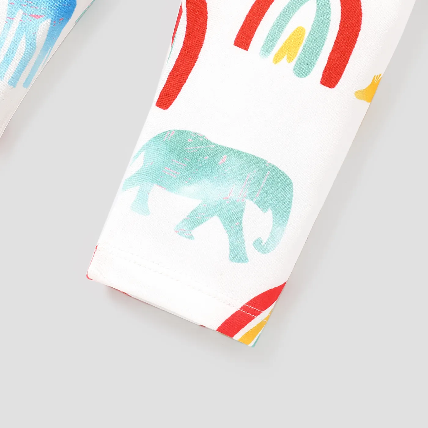 Baby Girl Allover Multicolor Animal & Rainbow Print Leggings Pants Color block image 5