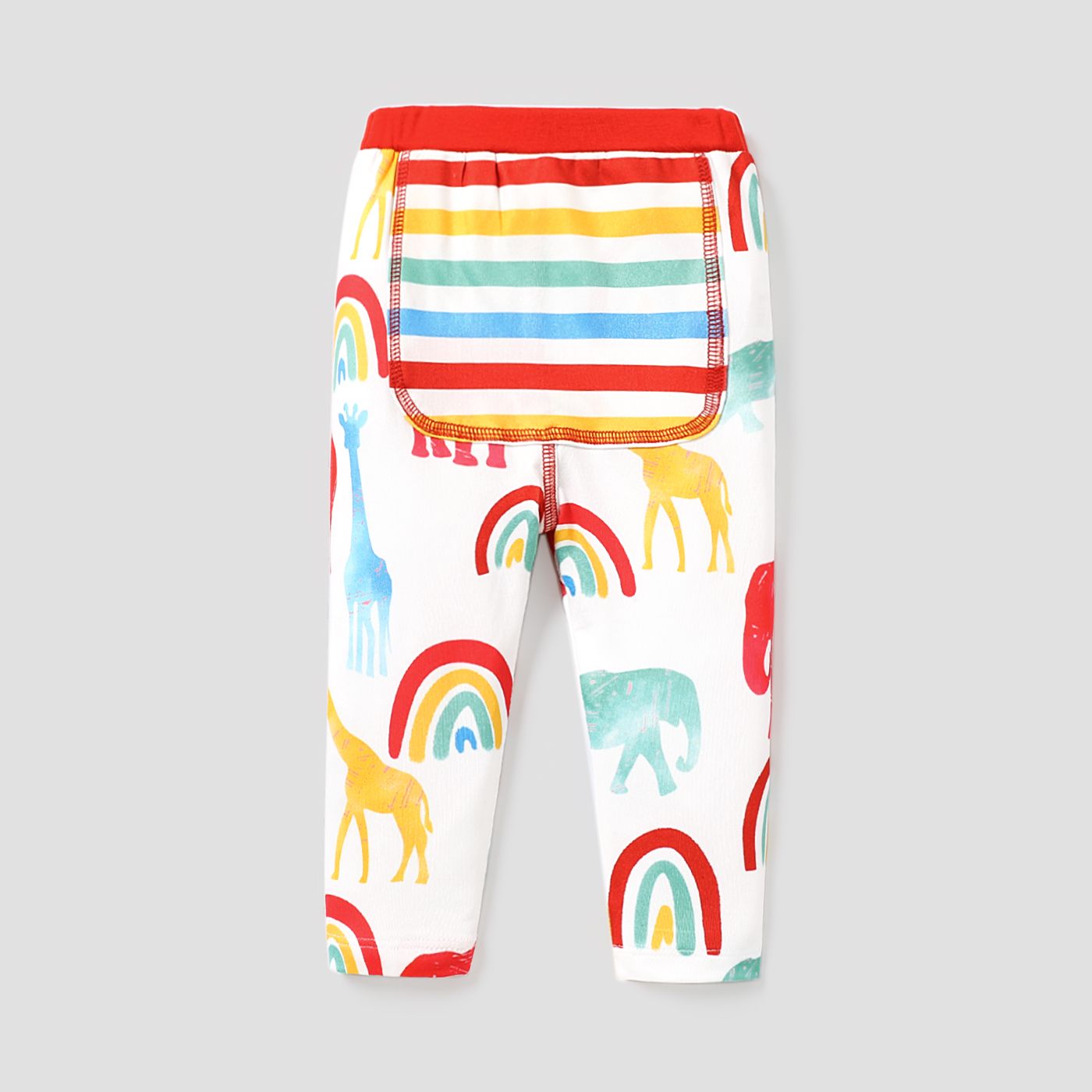 Baby Girl Allover Multicolor Animal & Rainbow Print Leggings Pants