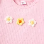 Kid Girl Cotton Ribbed Appliques Detail Mesh Puff-sleeve Tee  image 4