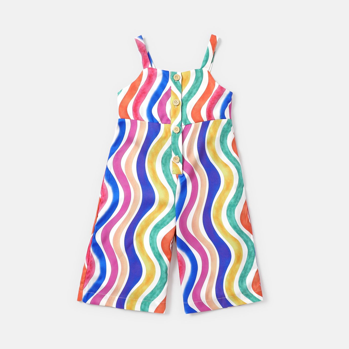 

Toddler Girl Stripe Button Design Slip Jumpsuits