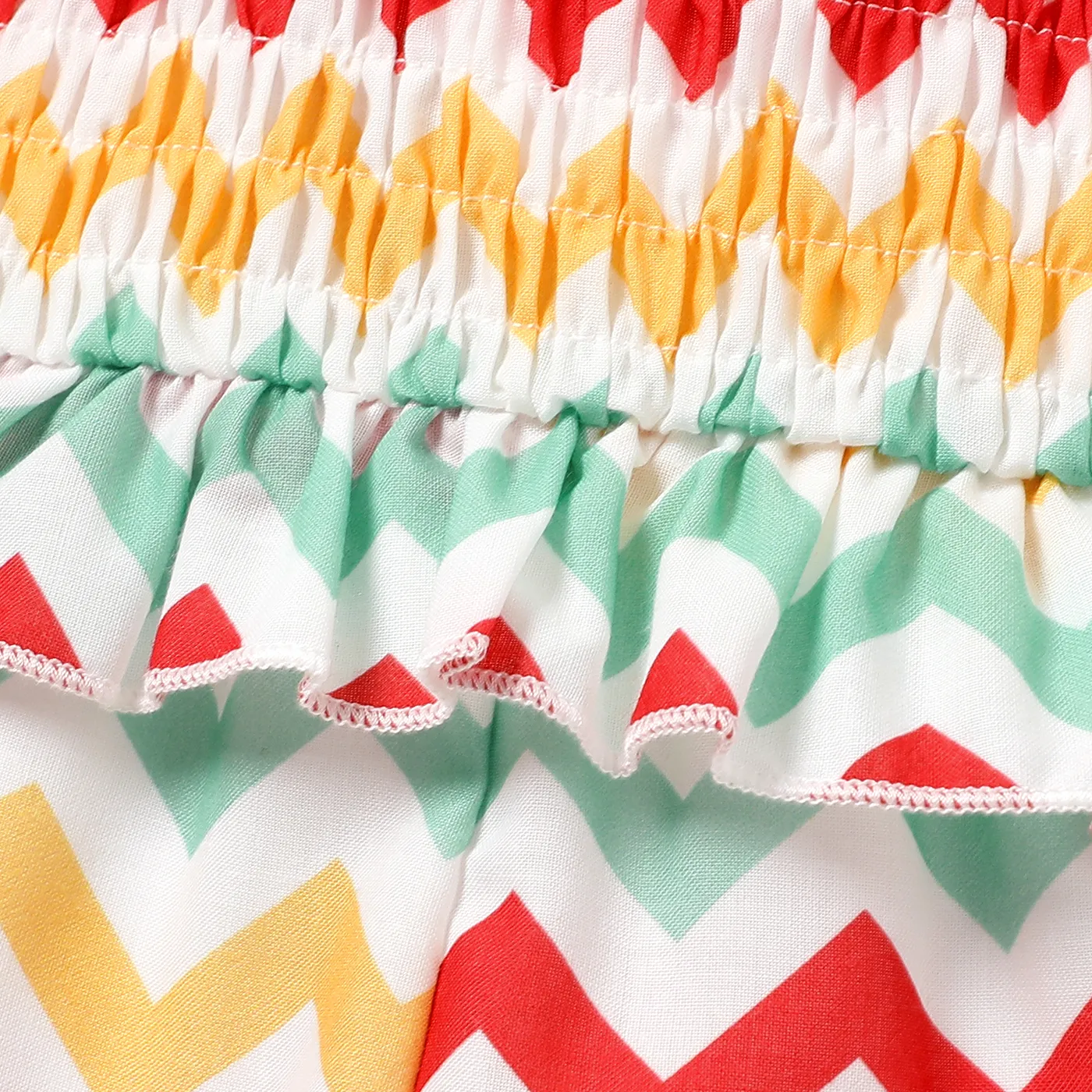 Baby Girl Colorful Chevron Striped Shirred Cami Romper Shorts Colorful image 4