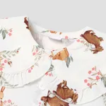 Baby Girl 100% Cotton Allover Animal Print Ruffle Collar Puff-sleeve Top  image 3