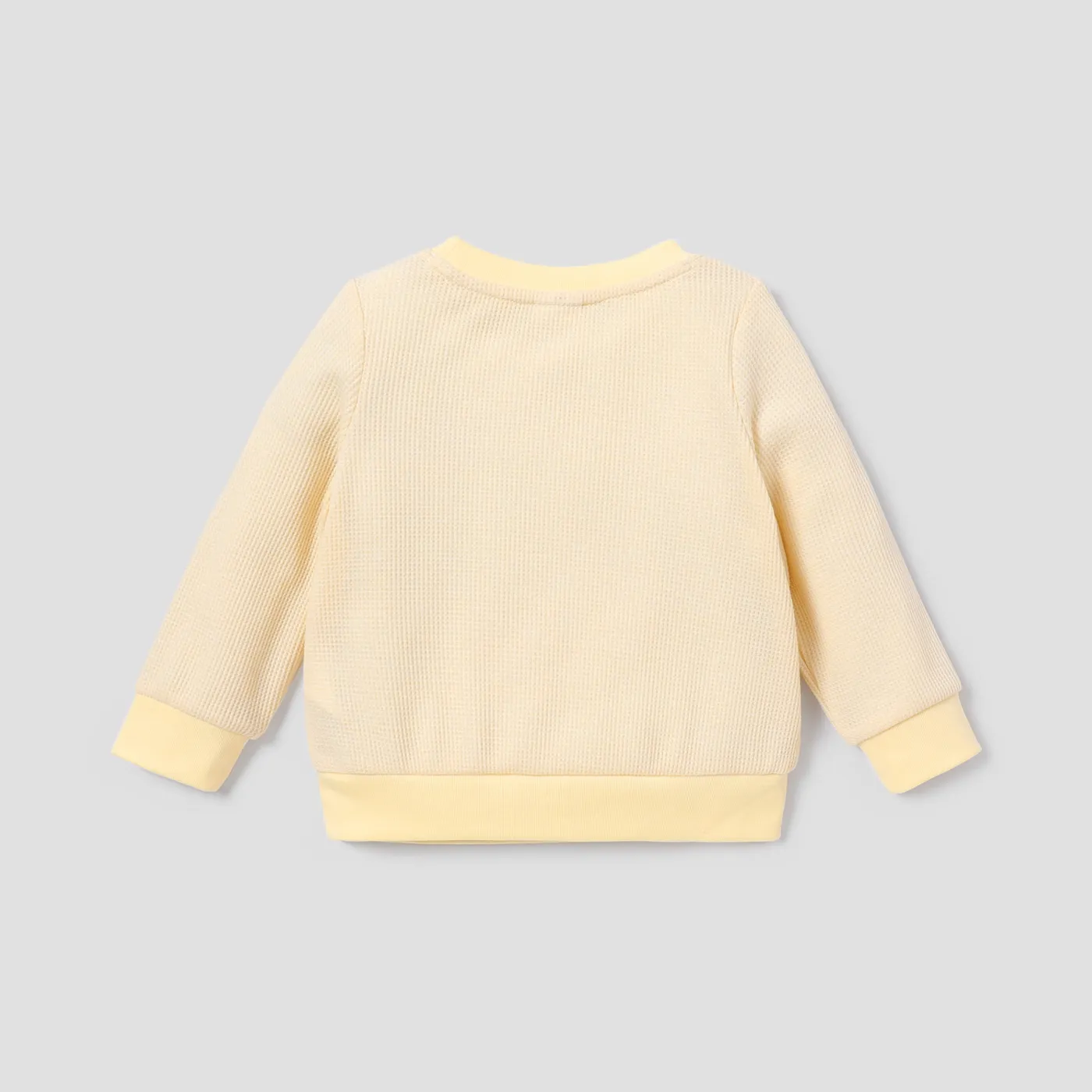 Baby Girl Sun & Letter Embroidered Long-sleeve Waffle Sweatshirt Apricot image 2