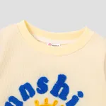Baby Girl Sun & Letter Embroidered Long-sleeve Waffle Sweatshirt  image 3