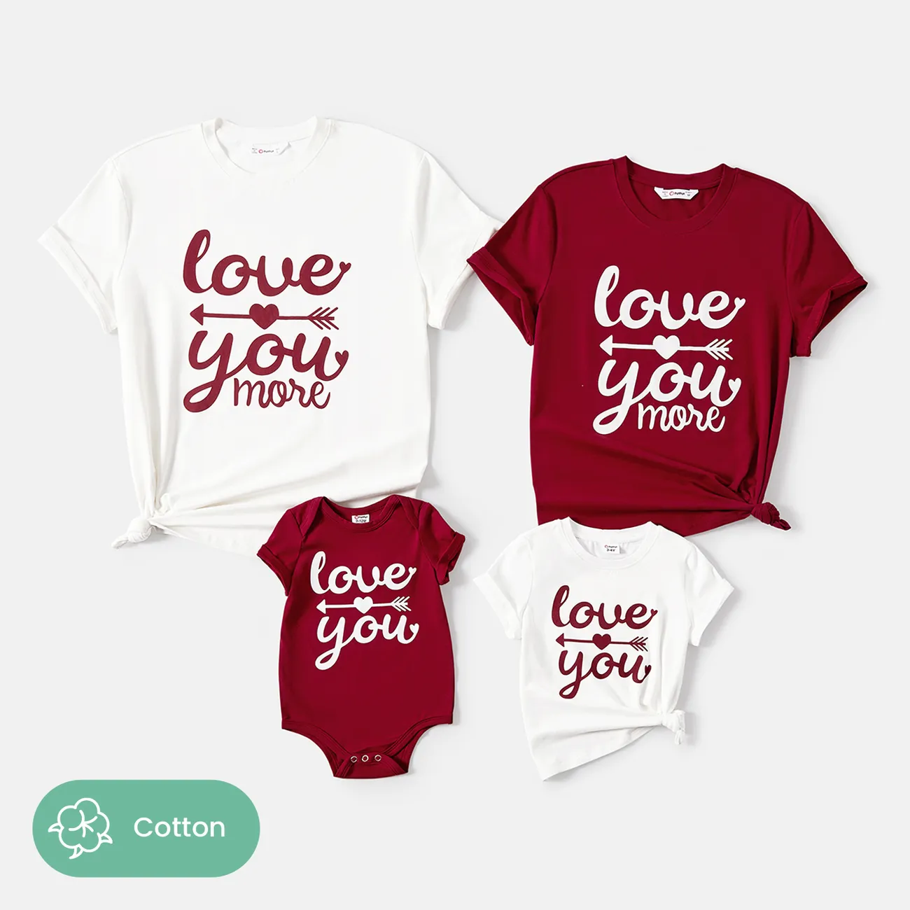 Family Matching Cotton Short-sleeve Letter Print Tee ColorBlock big image 1
