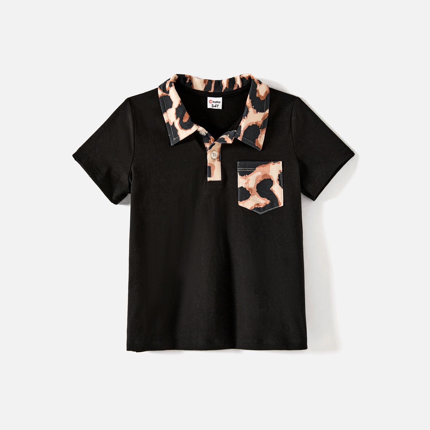 Family Matching Leopard Print Naia Strappy Split Dresses And Cotton Short-sleeve Polo Shirts Sets