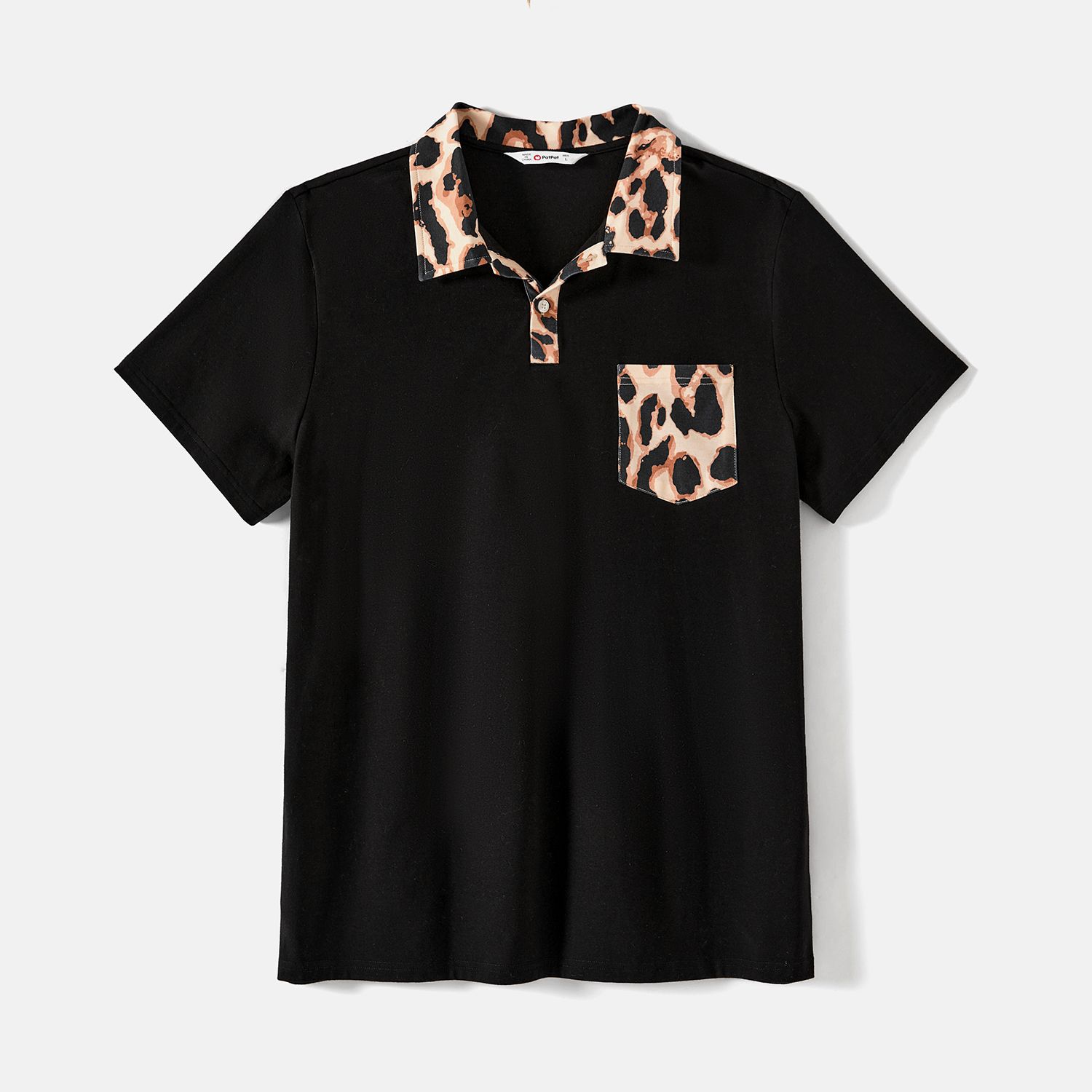 Family Matching Leopard Print Naia Strappy Split Dresses And Cotton Short-sleeve Polo Shirts Sets