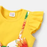 Bebé Extremidades franzidas Flor grande Bonito Sem mangas Vestidos Amarelo image 3