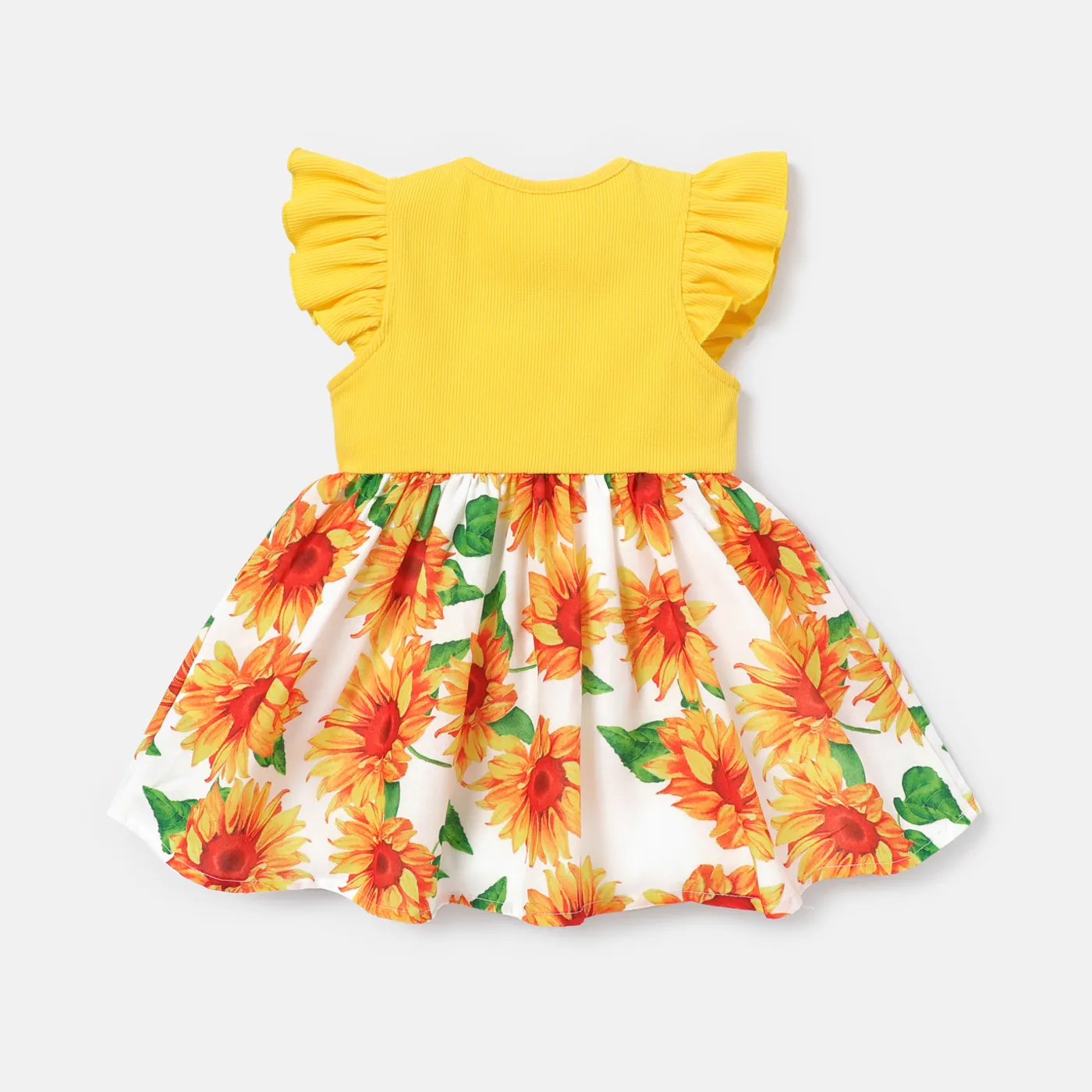 Bebé Extremidades franzidas Flor grande Bonito Sem mangas Vestidos Amarelo image 2