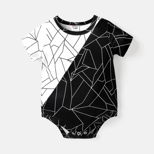 Baby Boy Geo Print Colorblock Short-sleeve Romper