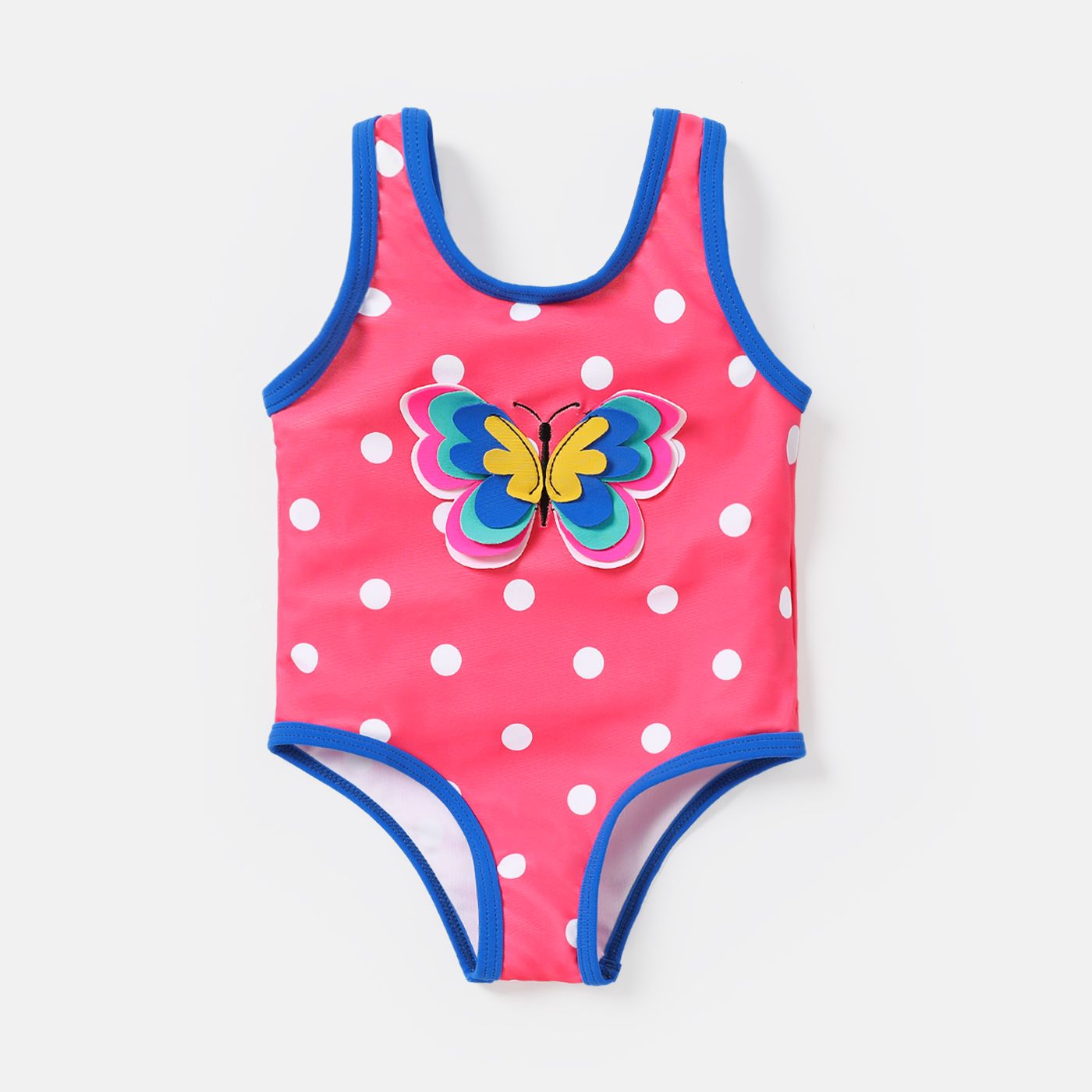 Baby Girl 3D Butterfly Design Polka Dots One-piece Swimsuit