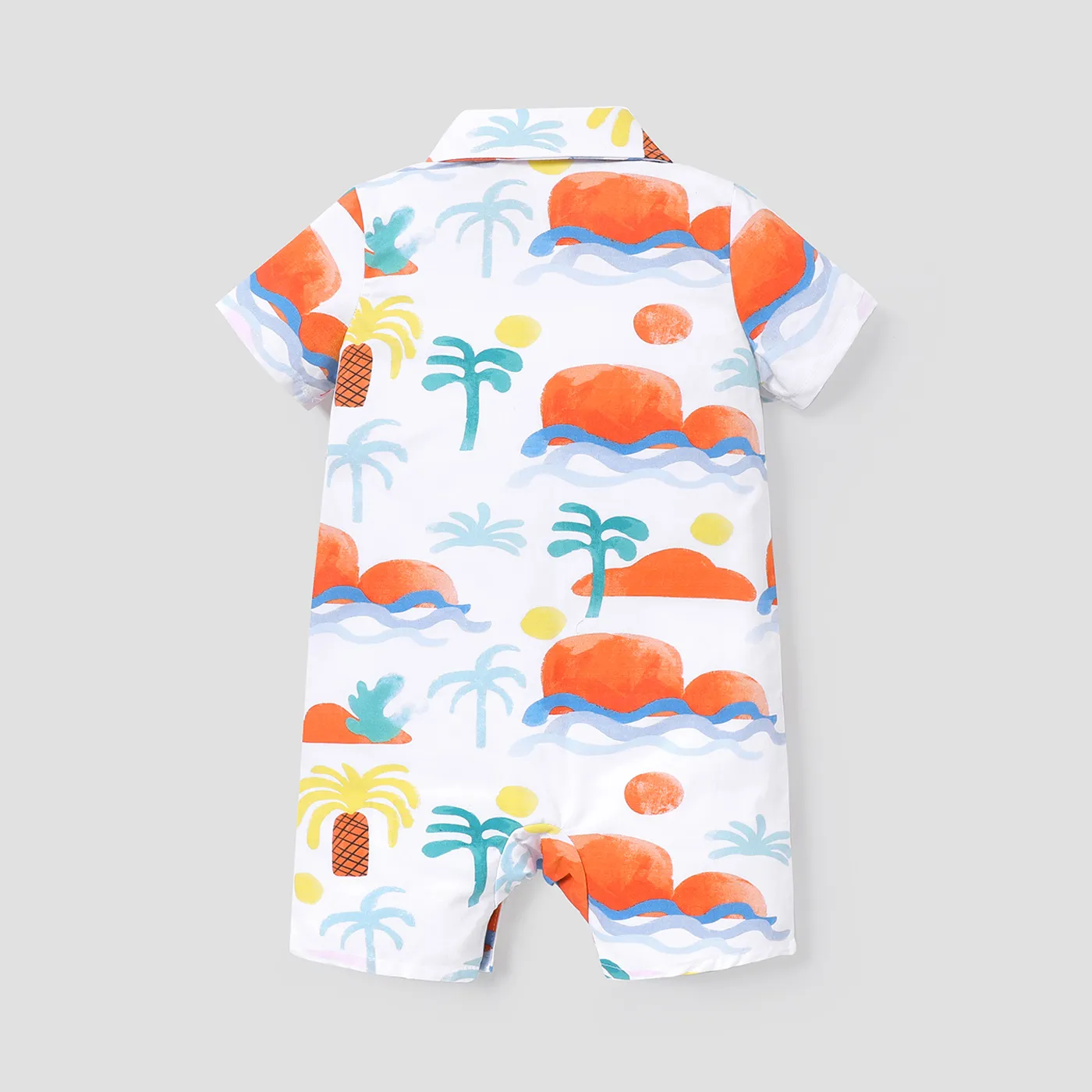 Baby Boy/Girl 100% Cotton Allover Coconut Tree Print Short-sleeve Romper Colorful image 2
