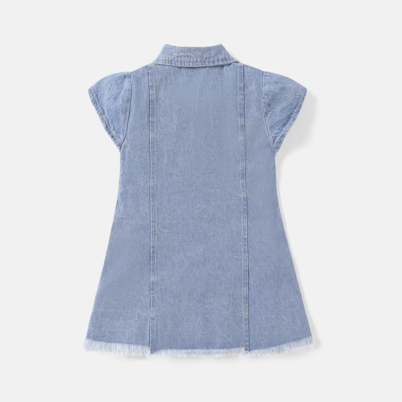 Baby Aufgesetzte Tasche Avantgardistisch Kurzärmelig Kleider Denim Blue big image 1