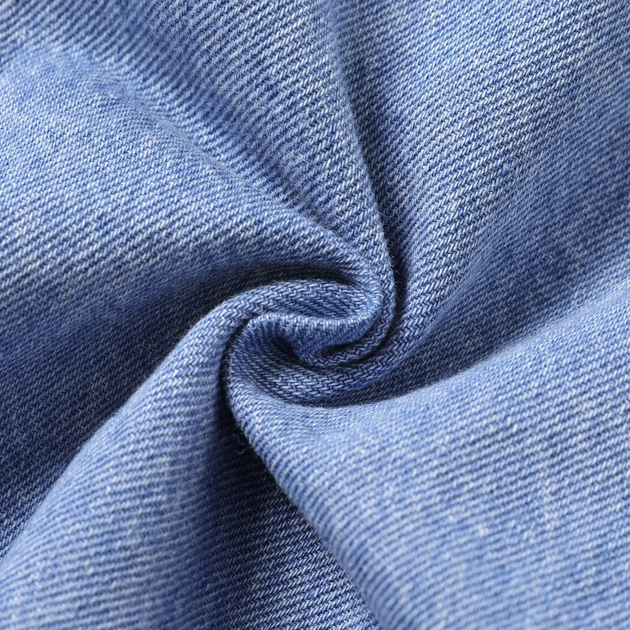 Baby Aufgesetzte Tasche Avantgardistisch Kurzärmelig Kleider Denim Blue big image 1