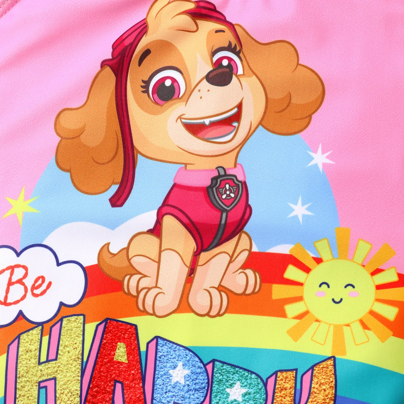 PAW Patrol Toddler Girl Bowknot Design Rainbow Print Sleeveless Onepiece Swimsuit Pink image 3