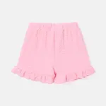 Toddler Girl Solid Color Bowknot Design Elasticized Shorts Pink image 2
