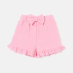 Toddler Girl Solid Color Bowknot Design Elasticized Shorts Pink