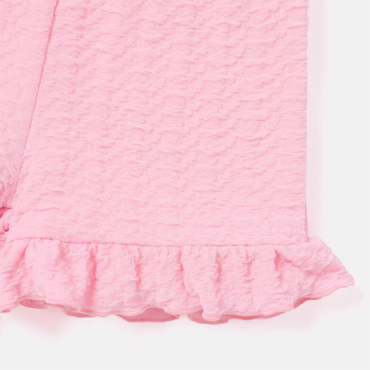 Toddler Girl Solid Color Bowknot Design Elasticized Shorts Pink big image 1