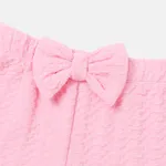 Toddler Girl Solid Color Bowknot Design Elasticized Shorts Pink image 3