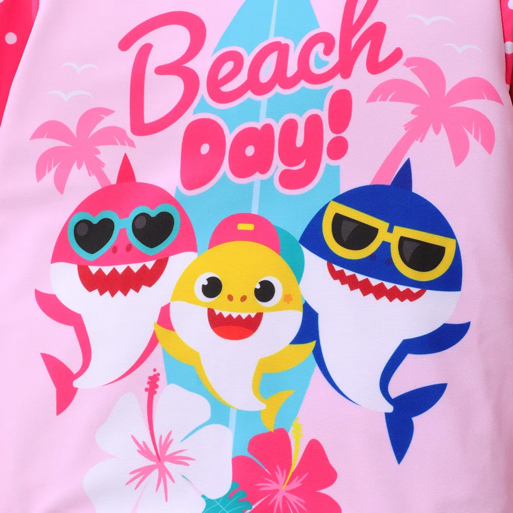 Baby Shark Toddler Girl Polka dots Colorblock Onepiece Swimsuit  big image 3