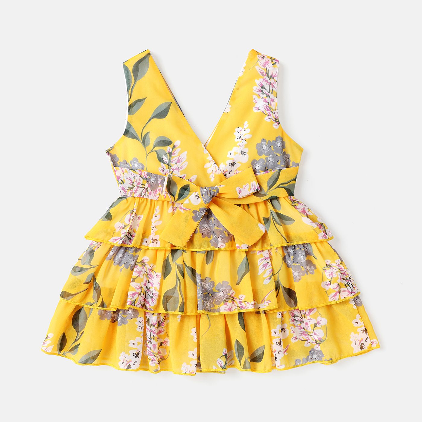 Robe Superposée Sans Manches à Col En V Pour Bébé Fille