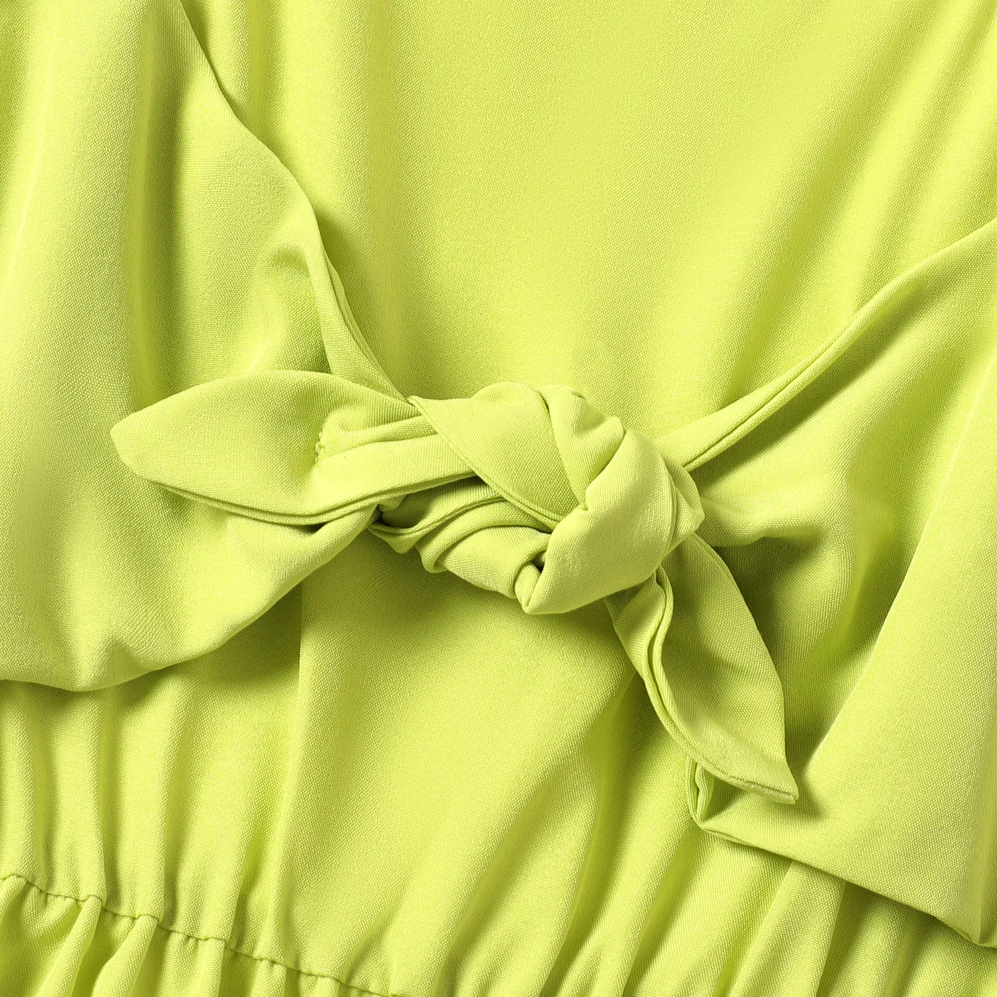 Kid Girl Bowknot Design Slip Dress LemonGreen image 3