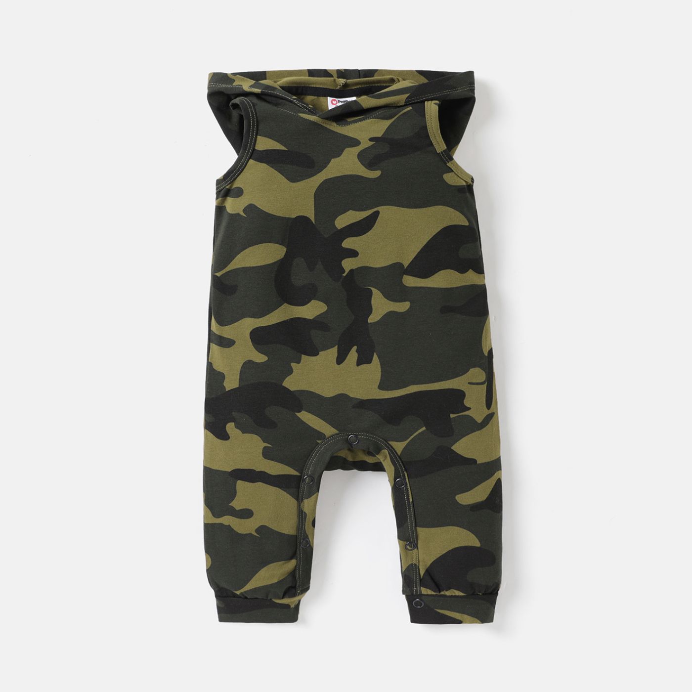 

Baby Boy 95% Cotton Camouflage Print Hooded Sleeveless Jumpsuit