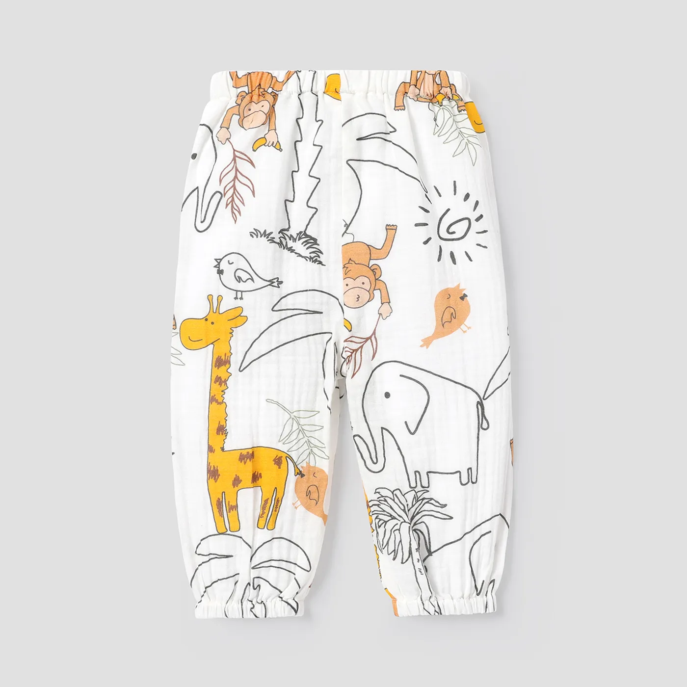 Baby Boy/Girl 100% Cotton Crepe Allover Animal Print Pants  big image 1