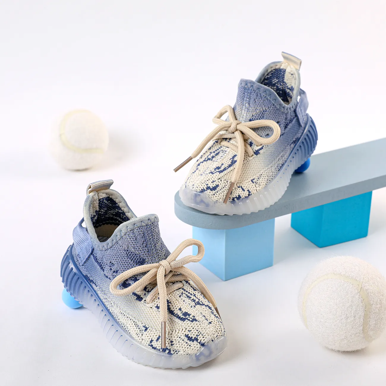 Kid Breathable Mesh Sports Shoes Blue big image 1