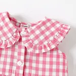 Toddler Girl Plaid Statement Collar Button Design Sleeveless Dress  image 3