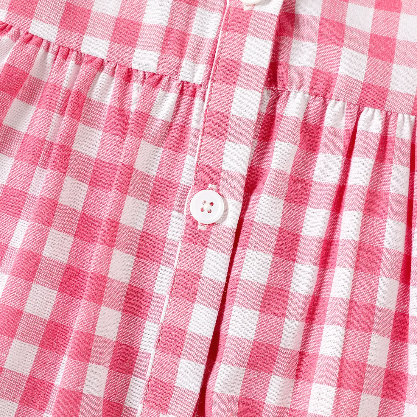 Toddler Girl Plaid Statement Collar Button Design Sleeveless Dress PINK-1 image 4