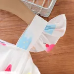Toddler Girl Ice Cream Print Flutter-sleeve Belted Dress Colorful image 4