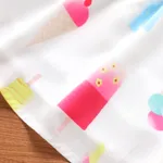 Toddler Girl Ice Cream Print Flutter-sleeve Belted Dress Colorful image 5