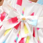 Toddler Girl Ice Cream Print Flutter-sleeve Belted Dress Colorful image 3